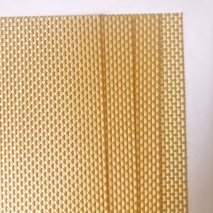 4 Acrylic Placemats Butter Yellow Rectangles Woven Pattern Wipe Clean 18” wide